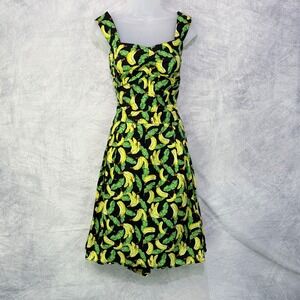 eShakti Banana fruit Dress Womens sz 22W vacation resort tropical Beach retro